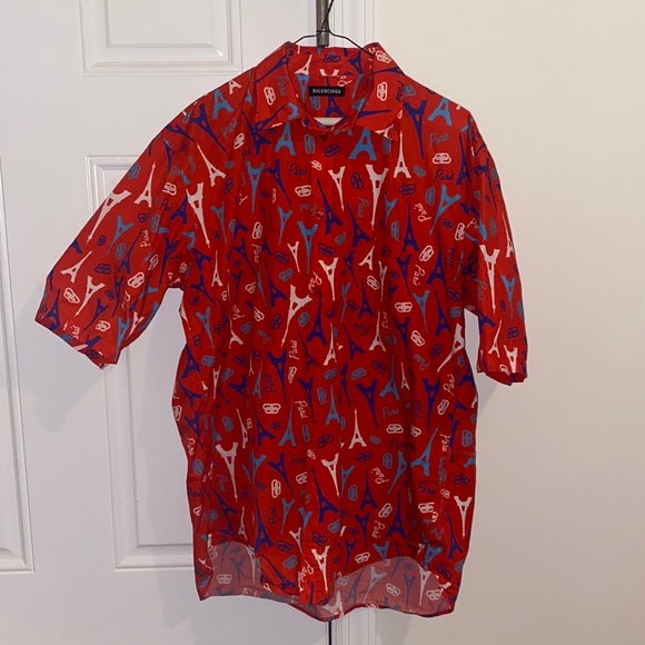 BALENCIAGA RED Parisian Eiffel Tower Shirt - Picture 11 of 11